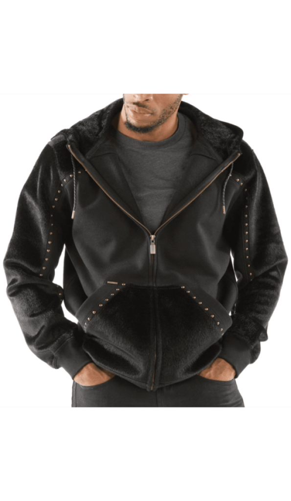 Pelle Pelle Black Ornate Wool Stud Jacket | Hood Jacket