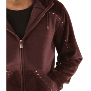 Pelle Pelle Maroon Ornate Wool Hood Jacket |  Studded Jacket view 2