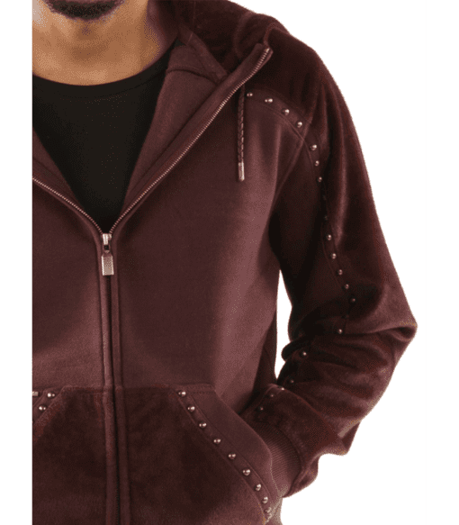 Pelle Pelle Maroon Ornate Wool Hood Jacket