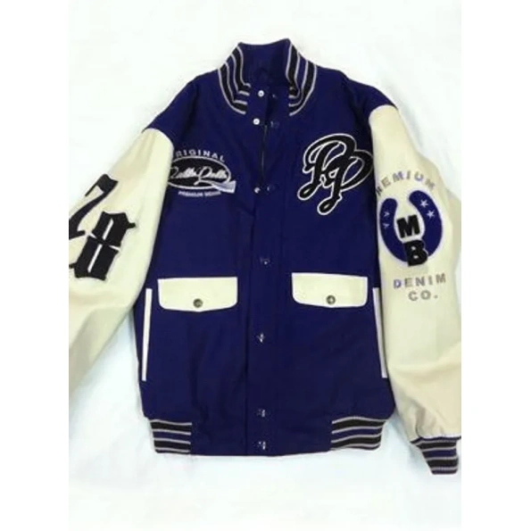Pelle Pelle Navy Blue Denim Co. Varsity Jacket