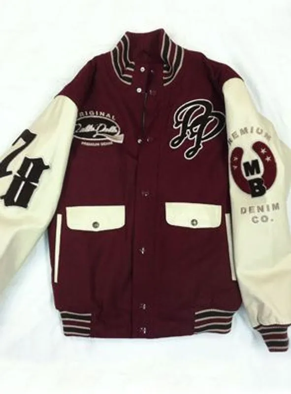 Pelle Pelle Denim Co. Maroon Varsity Jacket | Wool Jacket