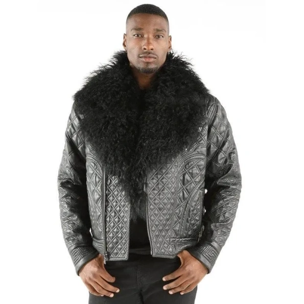 Pelle Pelle Men Fur Quilted Leather Jacket