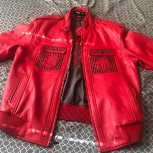 Pelle Pelle Red Studded MB Leather Jacket | Men & Women