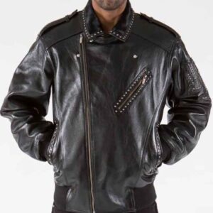 Pelle Pelle Biker Studded Men Leather Jacket | Black Jacket