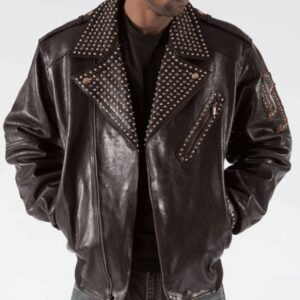 Pelle Pelle Biker Studded Leather Jacket | Dark Brown