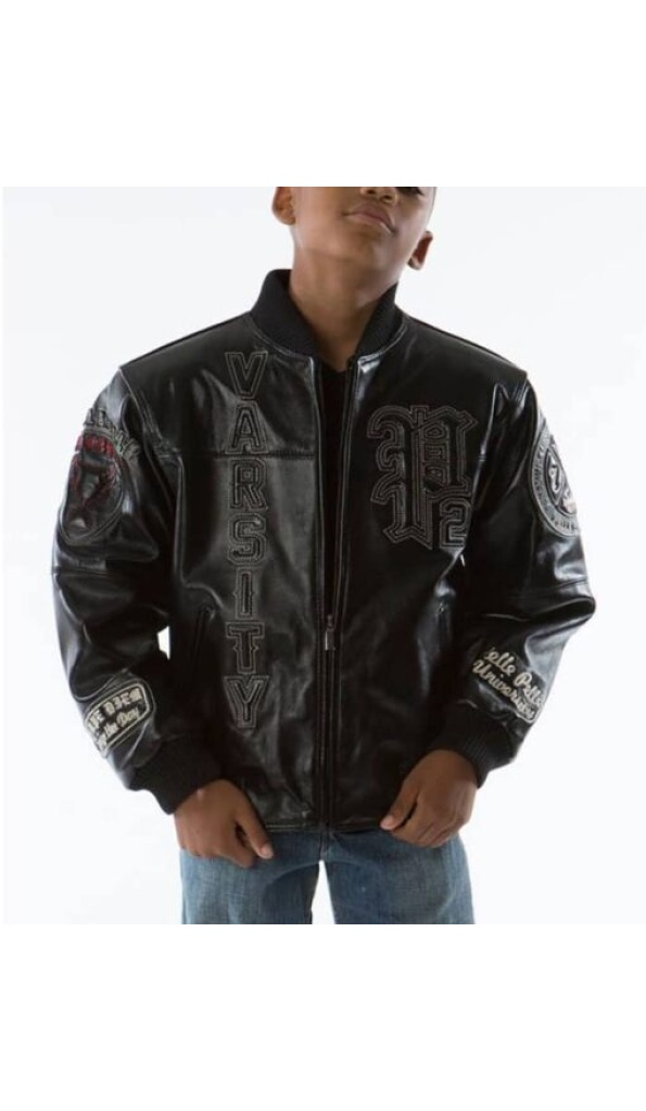 Pelle Pelle Kids Black Varsity Patch Jacket | Plush Jacket