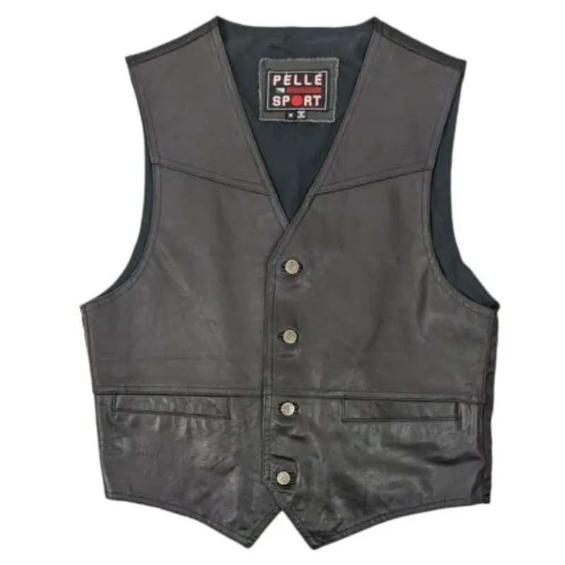Pelle Pelle Motorcycle Leather Sport Vest | Black Vest