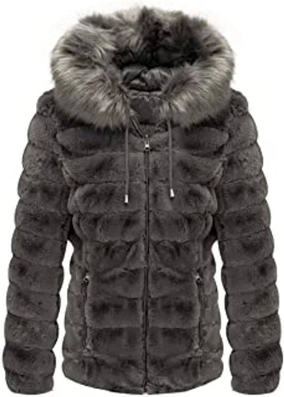 Pelle Pelle Grey Puffer Fur Hood Jacket | Wool Jacket