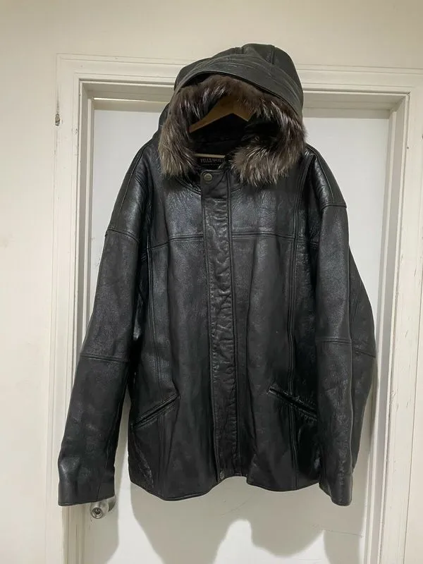 Pelle Pelle Black MB Leather Jacket | Fur Hood Jacket