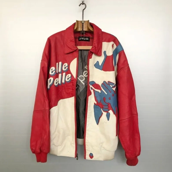 Pelle Pelle Red White Men Printed Jacket | Leather Jacket view 1