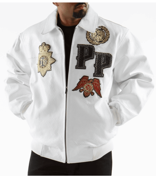 Pelle Pelle White Patched Leather Jacket