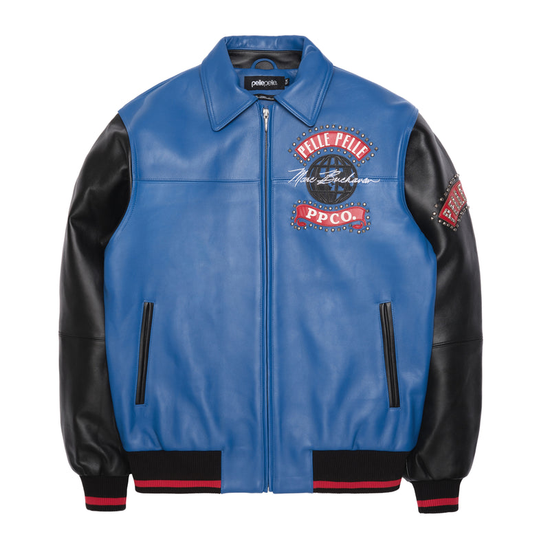 Pelle Pelle Black And Blue World Tour Jacket | Pelle Pelle Store view 1