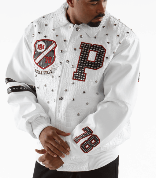Pelle Pelle White Studded Leather Jacket