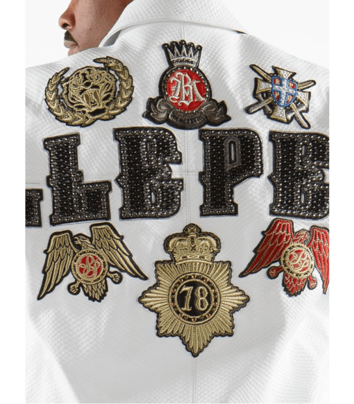 Pelle Pelle White Patched Leather Jacket view 4