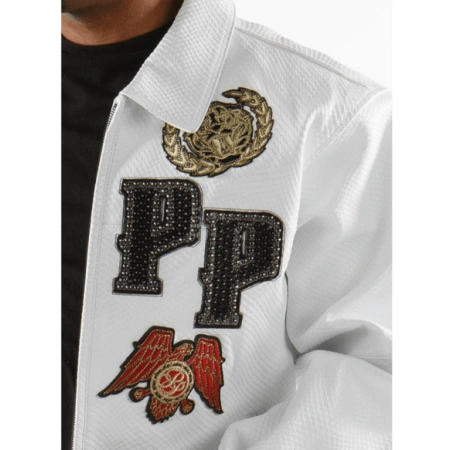 Pelle Pelle White Patched Leather Jacket view 3