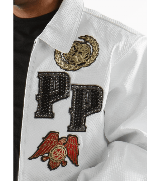 Pelle Pelle White Patched Leather Jacket view 3