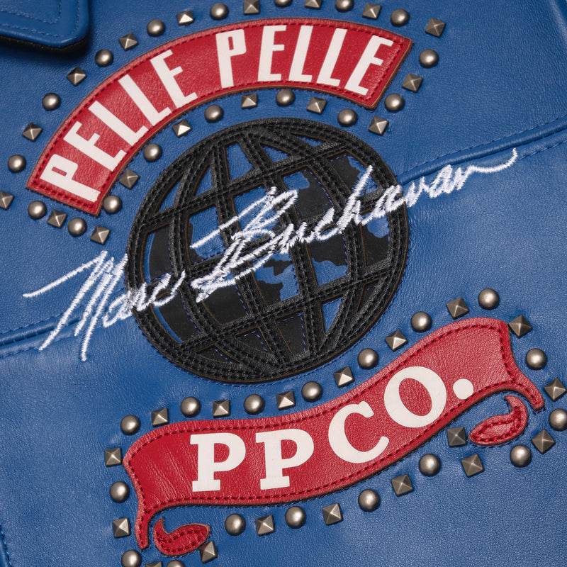 Pelle Pelle Black And Blue World Tour Jacket | Pelle Pelle Store view 4