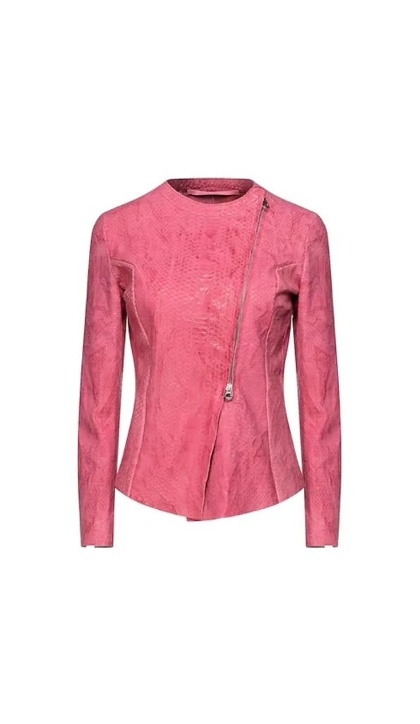 Amazing Pelle Pelle Ovine Pink Biker Jacket