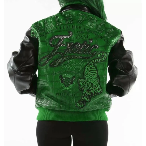 Pelle Pelle Exotic Studs Green Black Jacket view 1