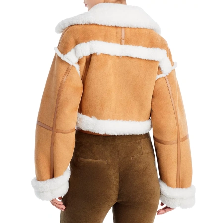 Shearling Cropped Leather Jacket | Pelle Pelle Store view 2