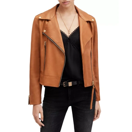Brown Zipper Cropped Leather Jacket | Pelle Pelle Store