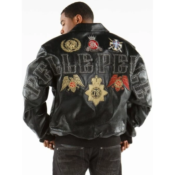 Pelle Pelle Black Python Patched Jacket | Leather Jacket view 2