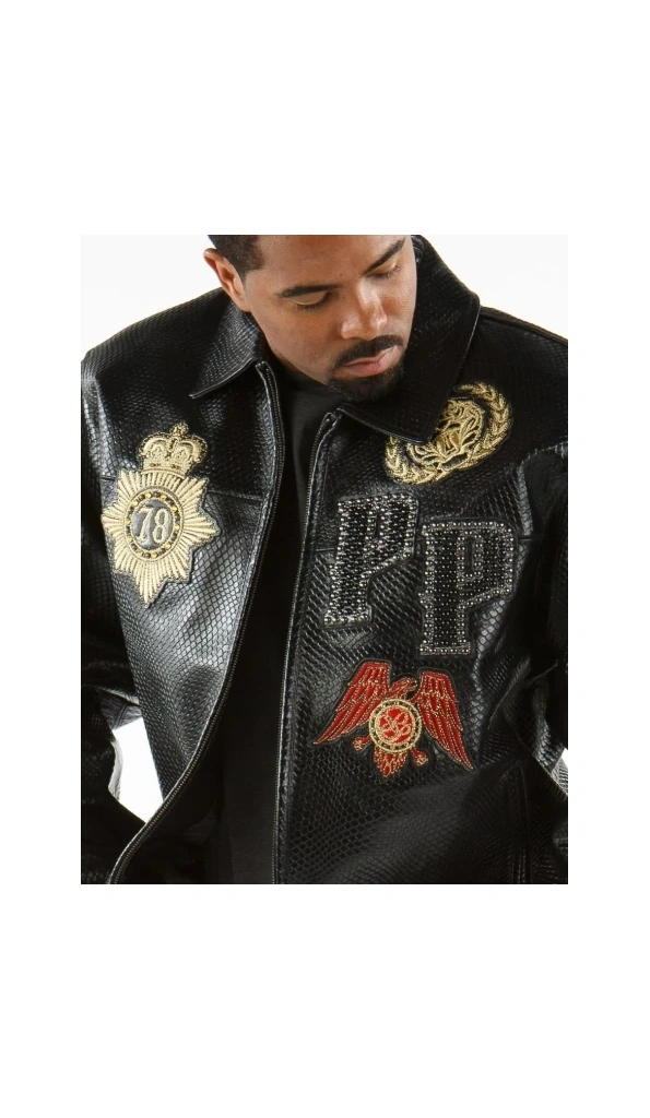 Pelle Pelle Black Python Patched Jacket | Leather Jacket