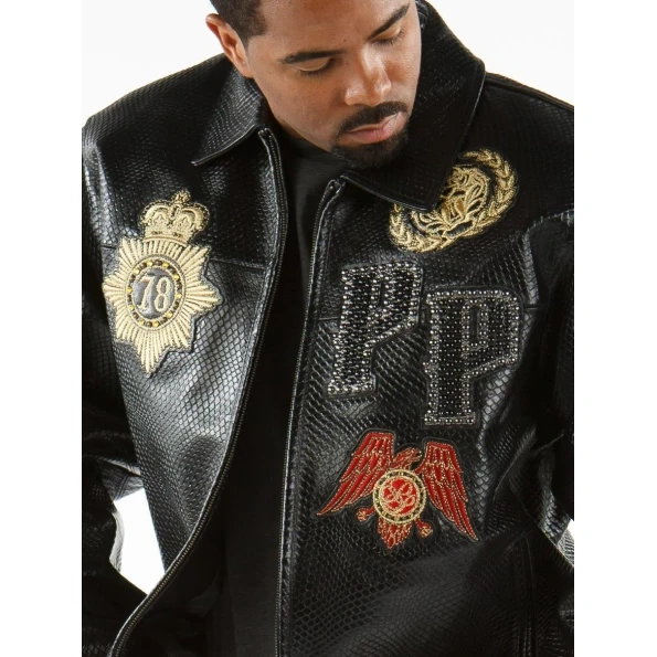 Pelle Pelle Black Python Patched Jacket | Leather Jacket