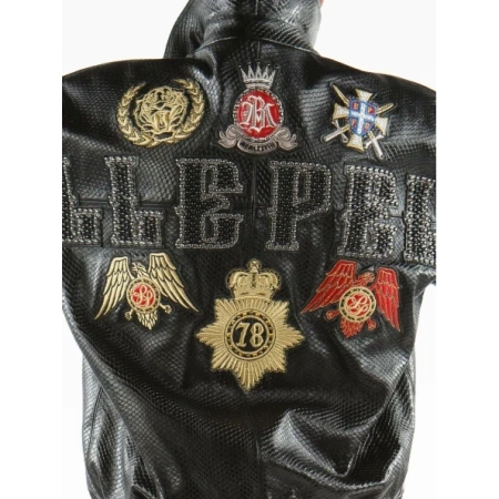 Pelle Pelle Black Python Patched Jacket | Leather Jacket view 3