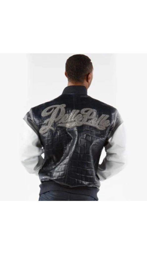 Pelle Pelle Men Encrusted Leather Jacket | Navy Blue Jacket