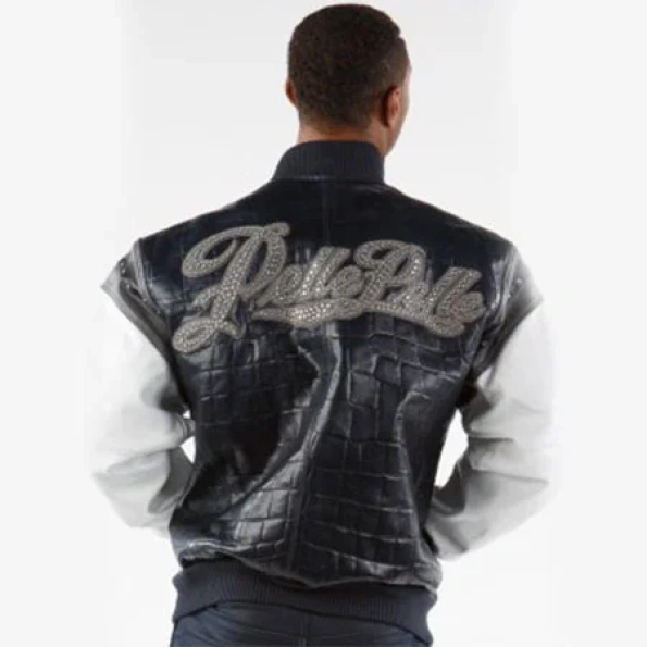 Pelle Pelle Men Encrusted Leather Jacket | Navy Blue Jacket