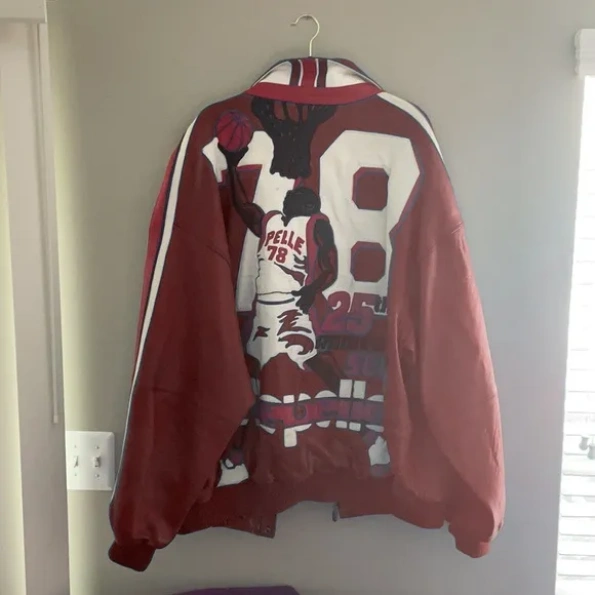 Pelle Pelle Red Basketball Leather Jacket | Men & Women view 2