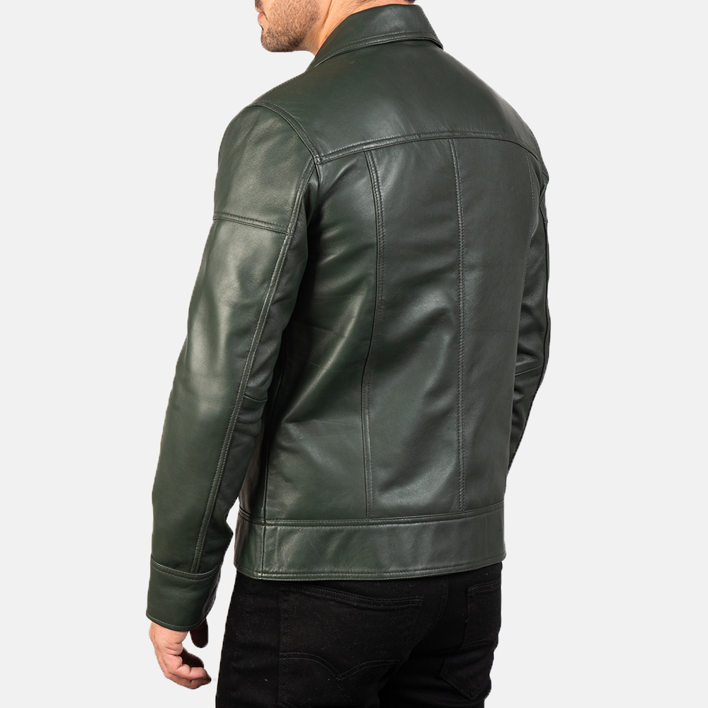 Pelle Pelle Green Leather Biker Jacket | Pelle Pelle Store view 3