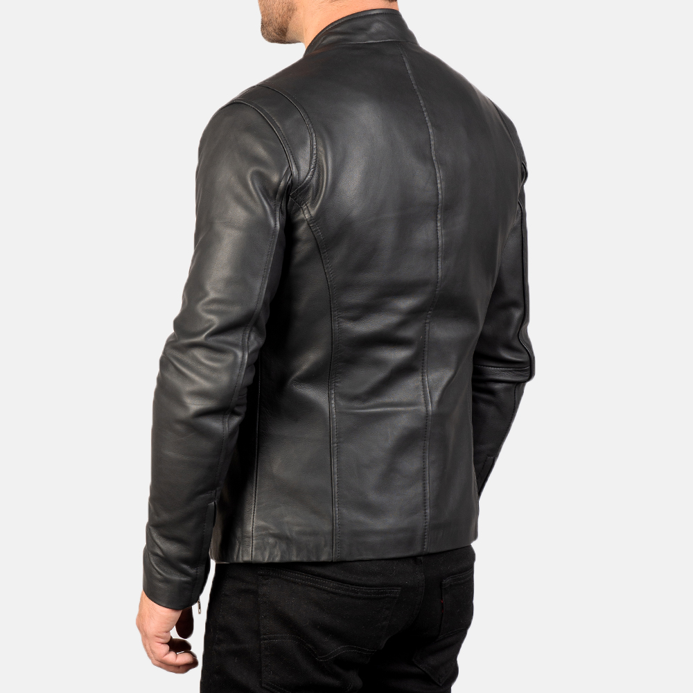 Men Black Biker Leather Jacket | Pelle Pelle Store view 3