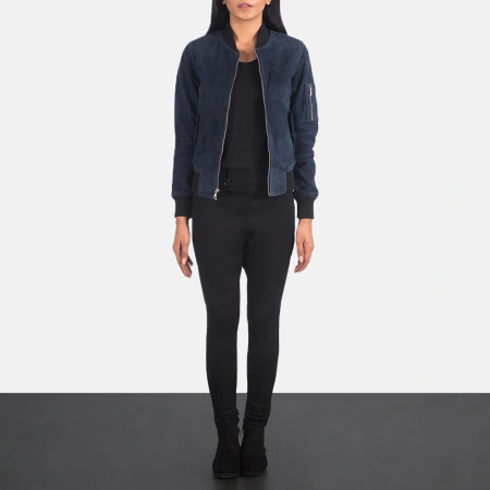 Women's Blue Suede Flight Leather Jacket | Pelle Pelle Store view 1