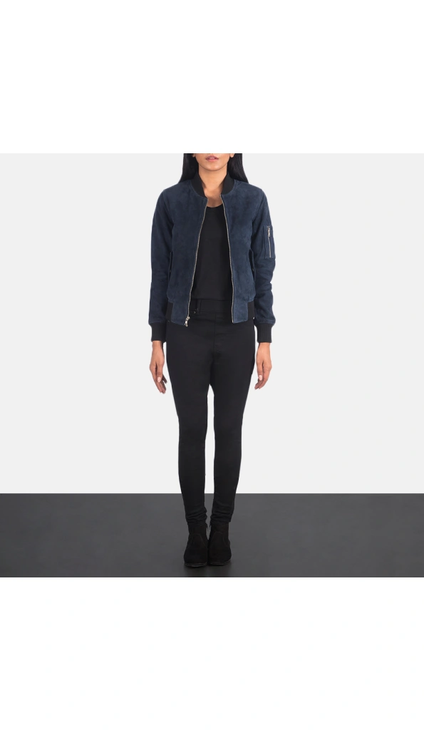 Women's Blue Suede Flight Leather Jacket | Pelle Pelle Store
