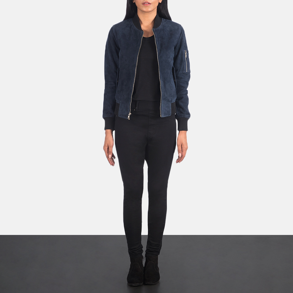 Women's Blue Suede Flight Leather Jacket | Pelle Pelle Store