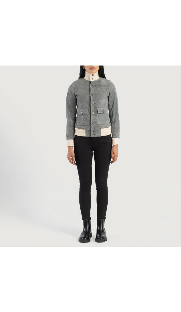 Women's Grey Flight leather jacket | Pelle Pelle Store