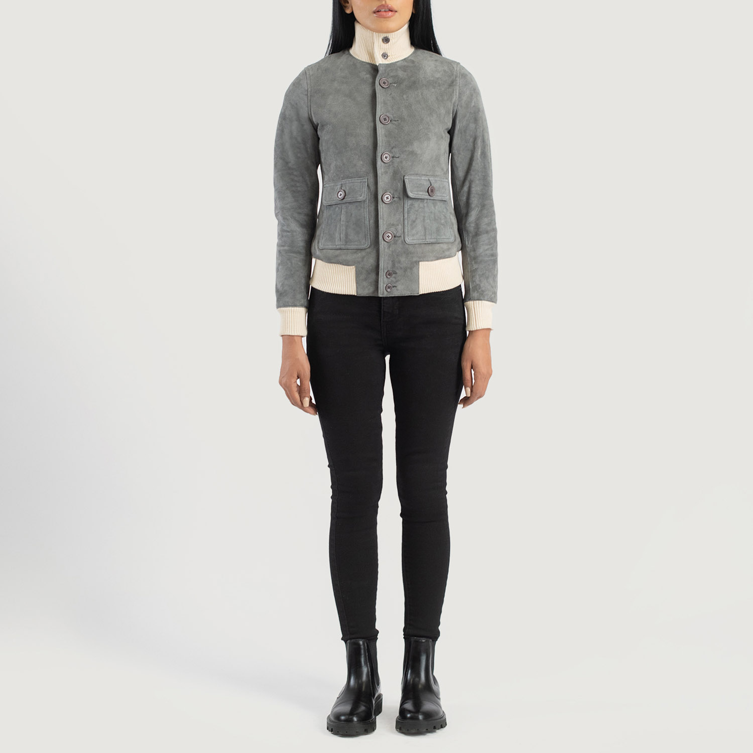 Women's Grey Flight leather jacket | Pelle Pelle Store