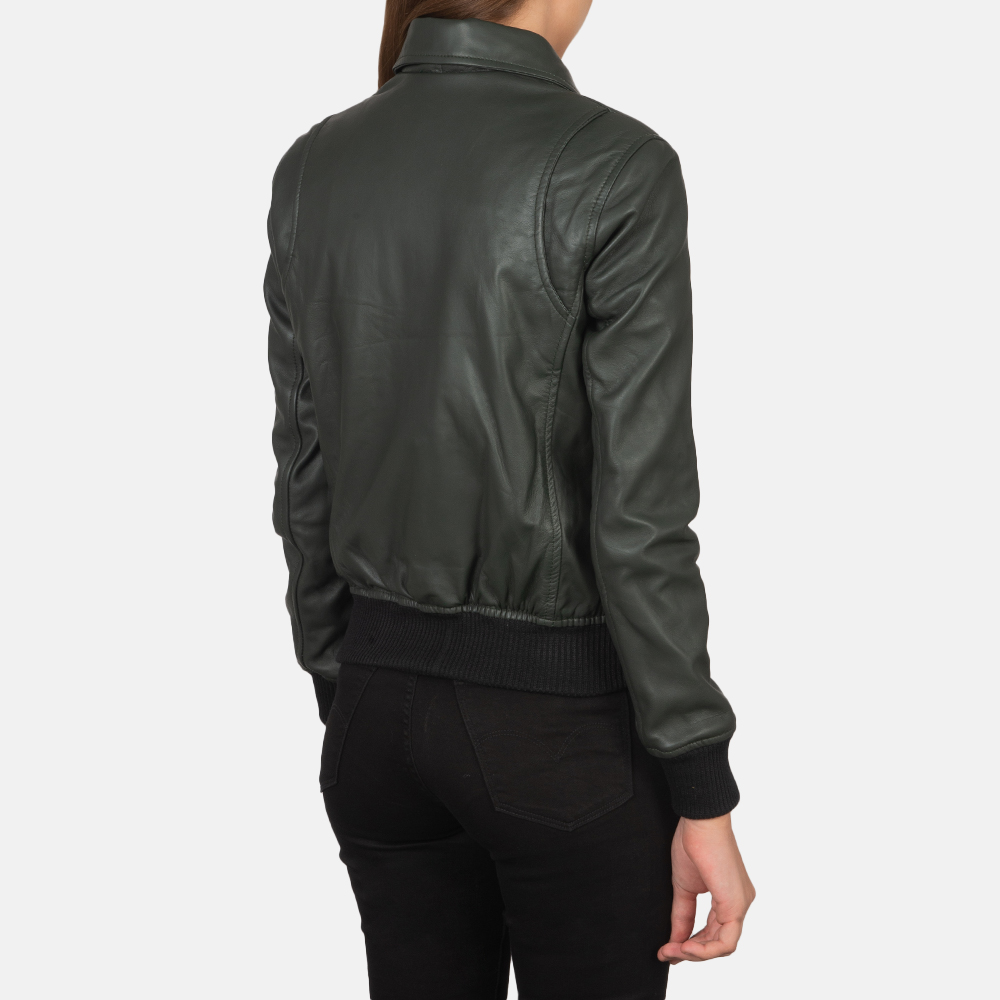 Pelle Pelle Green Flight Leather Jacket | Bomber Jacket view 2