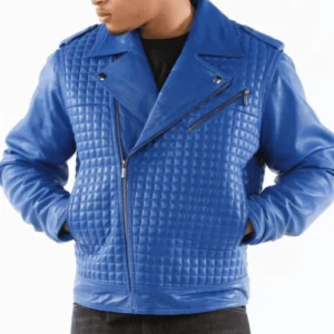 Pelle Pelle Blue Houndstooth Men Jacket | Leather Jacket view 2