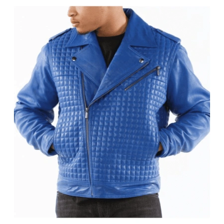 Pelle Pelle Blue Houndstooth Men Jacket | Leather Jacket view 2