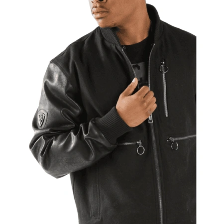 Pelle Pelle Black Wool Leather Jacket | Men Jacket view 2