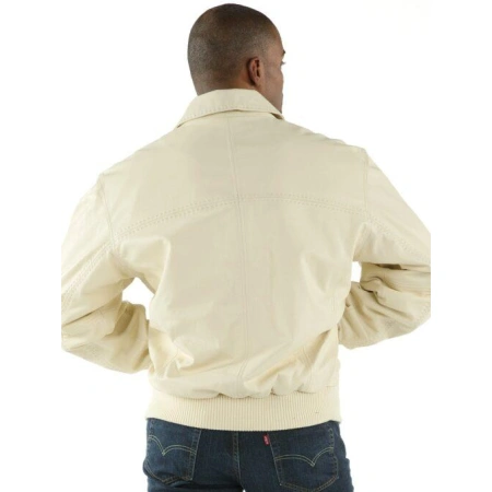 Pelle Pelle Men Plain Soft Leather Jacket | White Jacket view 2