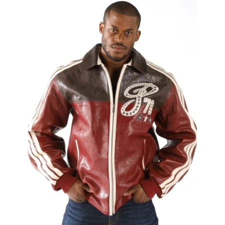 Pelle Pelle Legacy Men Leather Jacket | Maroon & Dark Brown view 2