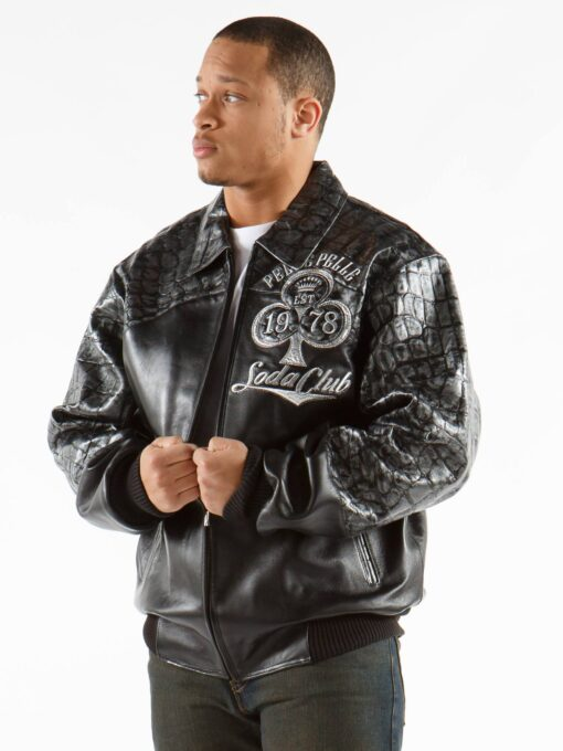 Pelle Pelle High Rollers Croc Leather Jacket | Black Jacket view 2