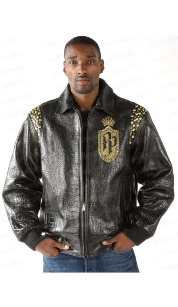 Pelle Pelle Black Croc Leather Jacket | Men Jacket