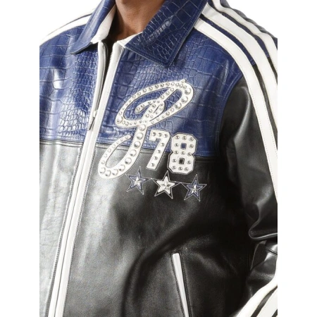 Pelle Pelle Men Legacy Leather Jacket | Black & Navy Blue view 3