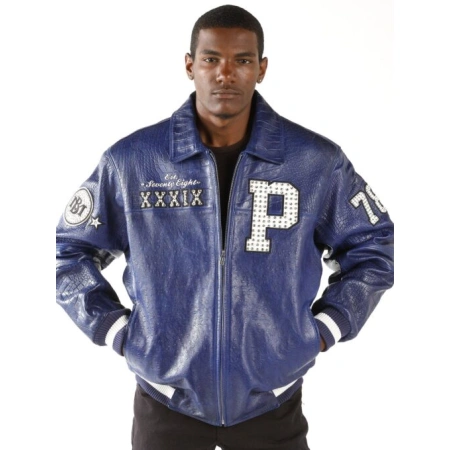 Pelle Pelle Blue MB Leather Varsity Jacket | Men Jacket view 2
