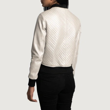 Pelle Pelle Silver Quilted Leather Jacket | Bomber Jacket view 2